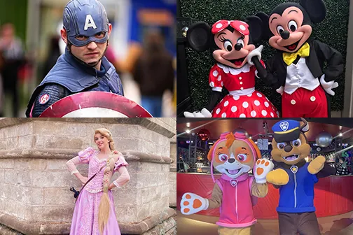 Meet and Greet with your favourite characters from Captain America, Rapunzel to Paw Petrol and Micky and Minnie Mouse