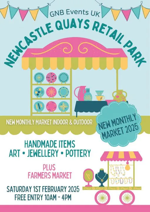 Newcastle Quays monthly markets. Starting 1st February 2025

10am - 4pm FREE ENTRY

Taking place every 1st Saturday of the month